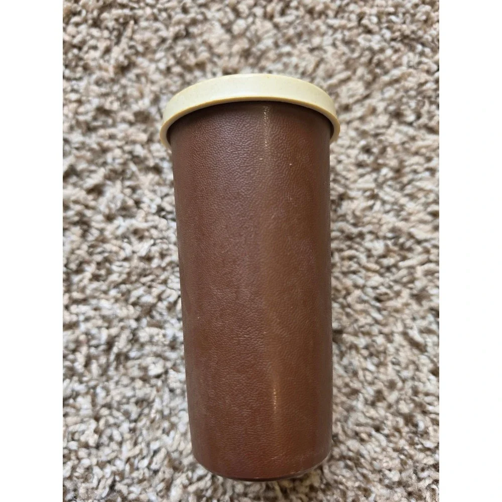 Vintage Tupperware Spice Shaker Harvest Brown Cream Lid 1328-5 Made in USA